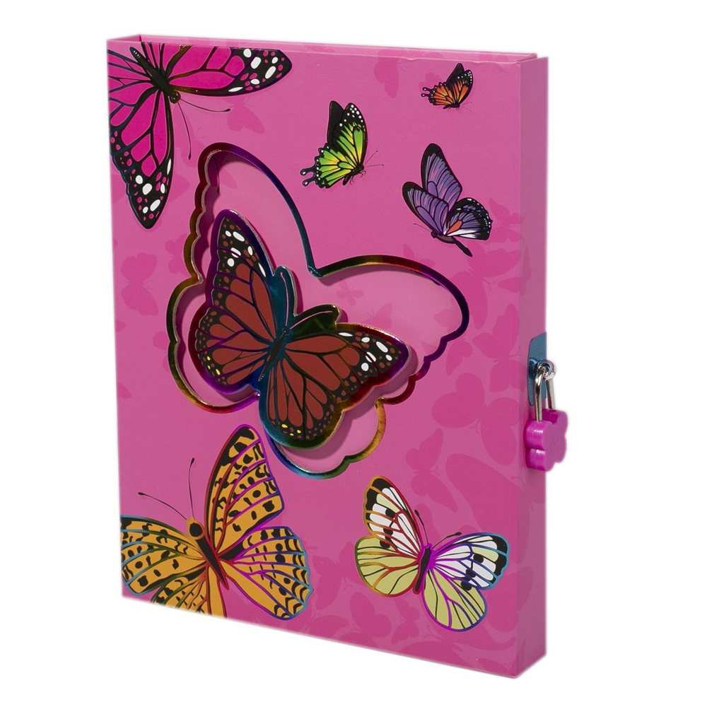 Записная книжка в футляре, А5, Alingar, замочек, "Красная бабочка"