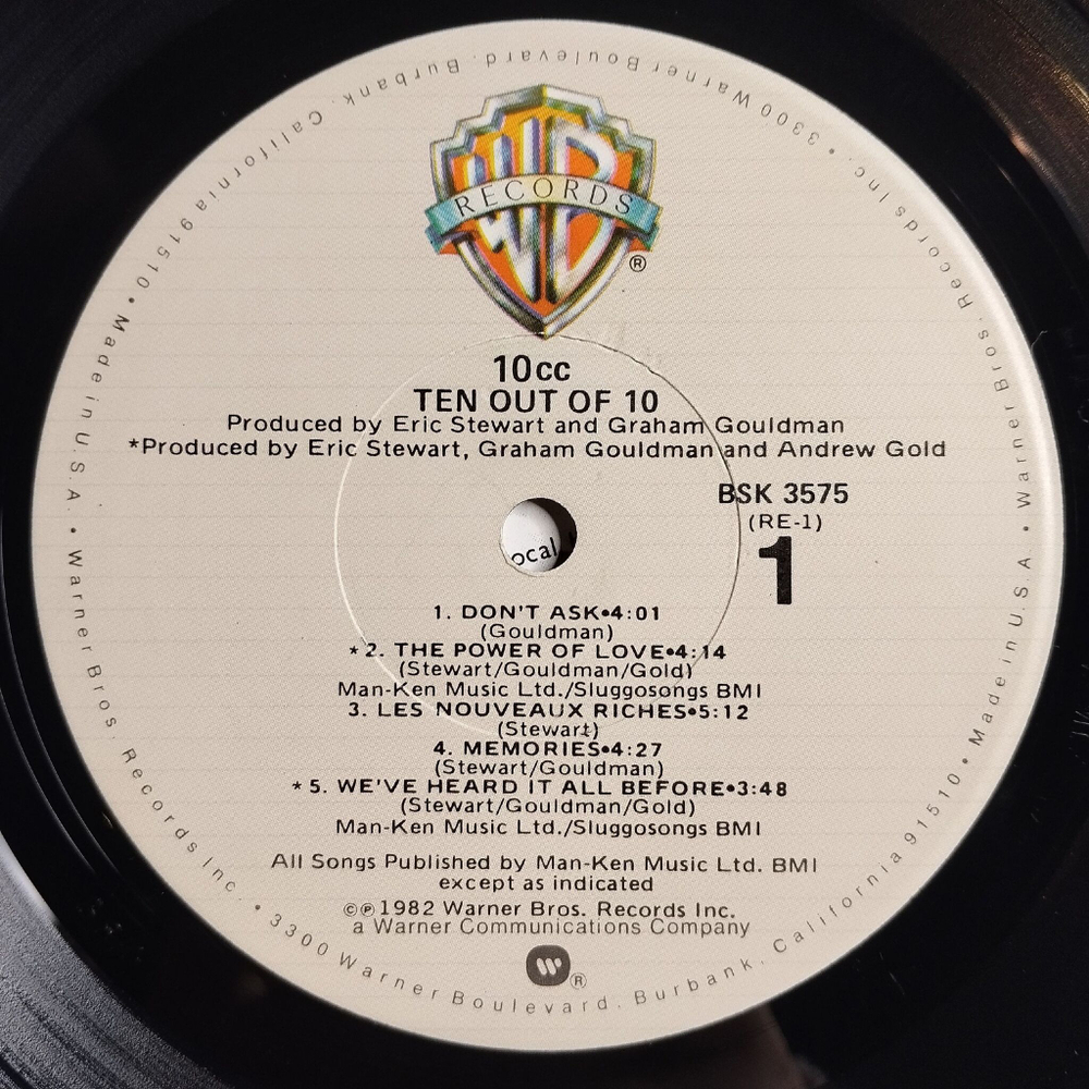 Винтажная виниловая пластинка LP 10cc Ten Out Of 10 (USA 1982) (Promo)