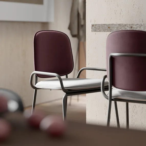 Барный стул Ror, 2 Frame, пурпурный/серый велюр