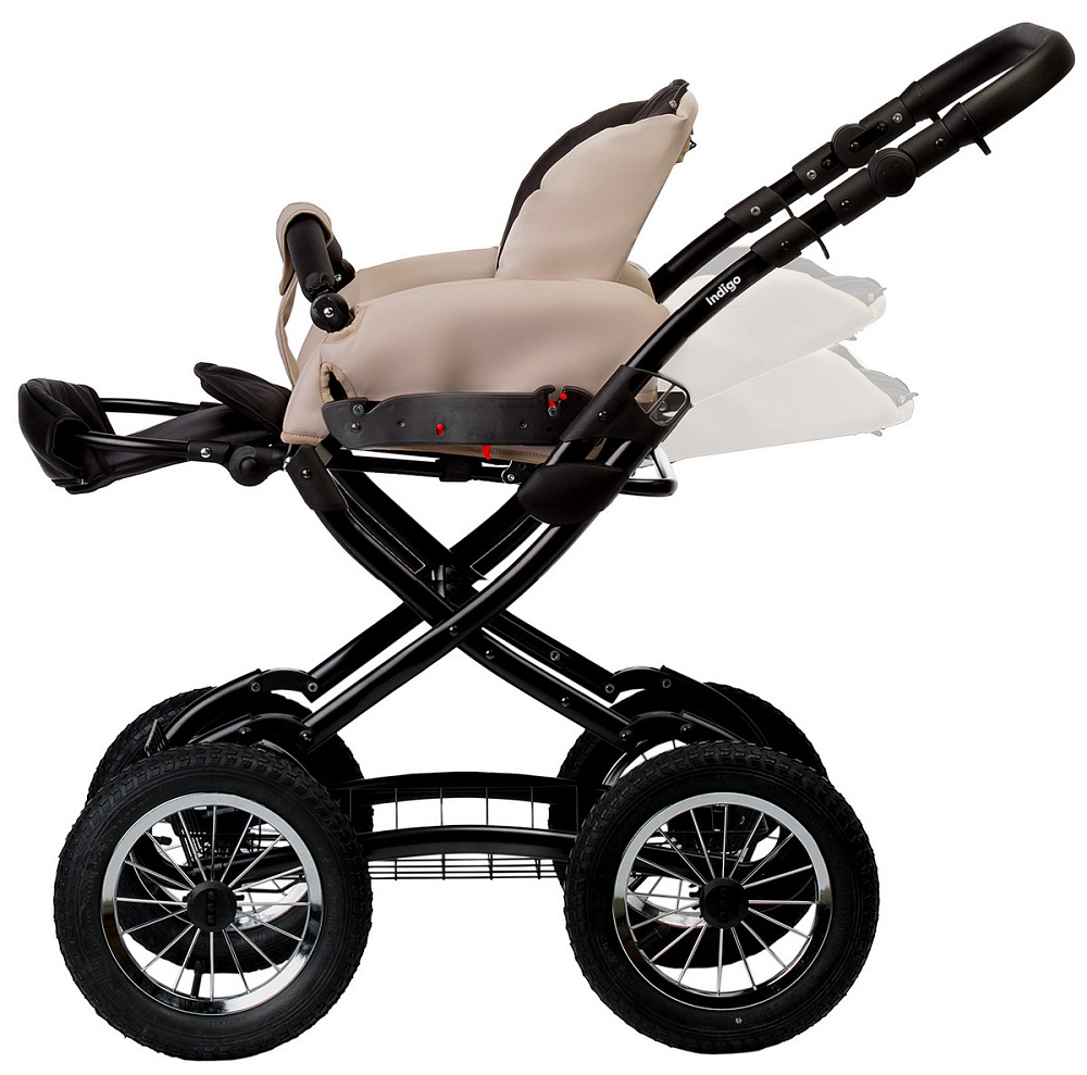 Детская коляска Indigo Barbara Eco Classic 3 в 1 с автокреслом Avionaut Cosmo Black Be02 св.бежевая кожа