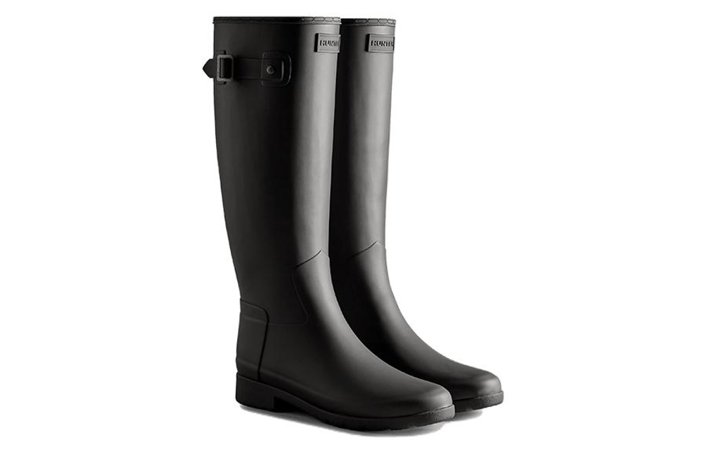 HUNTER Refined Waterproof Rain Boots Women"s Black