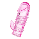 Розовая гелевая насадка 13см с шипами и клиторальным отростком ToyFa Basic 818017-3