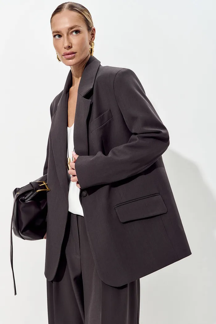 Пиджак свободный костюмный графитового цвета