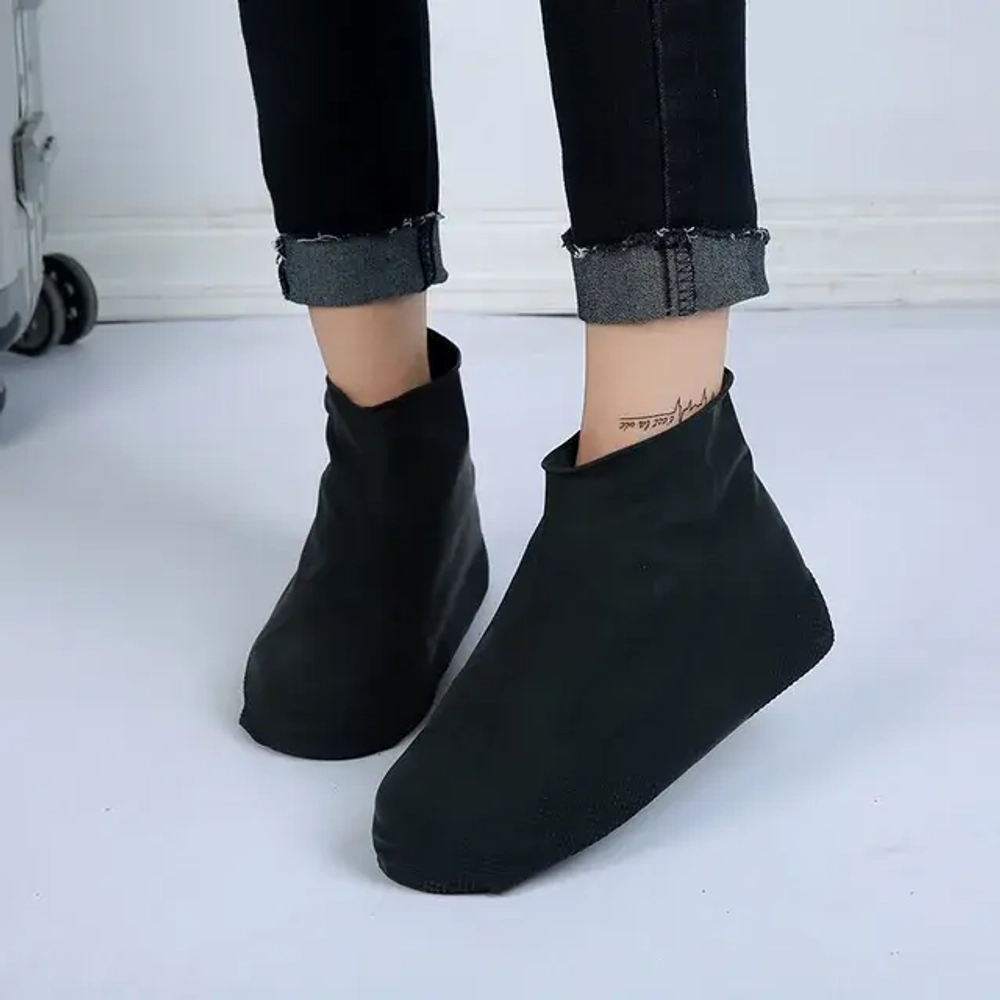 Многоразовые бахилы черные Shoescondom (тонкий силикон)