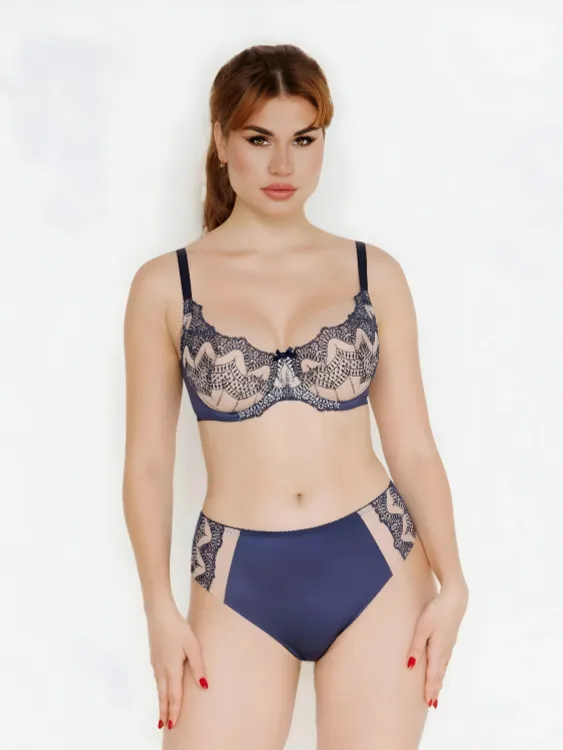 Бюстгальтер Zebra балконет мягкая чаша на каркасах (скин/синий)