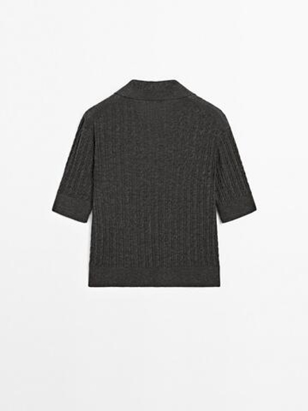 Massimo Dutti Поло из смесовой шерсти с узором «косы», антрацитово-серый