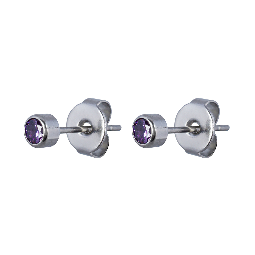 Серьги пусеты Fiore Luna Cubic zirconia Amethyst SWE0128 AM S