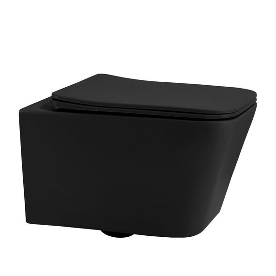 Комплект подвесной унитаз ABBER Rechteck AC1201MB черный матовый с инсталляцией AC0105 и кнопкой AC0121MB черный матовый