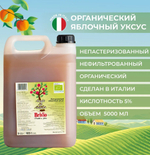 Яблочный Уксус Нефильтрованный, 5 Литров, с уксусной маткой , Натуральный, из Италии, Brivio