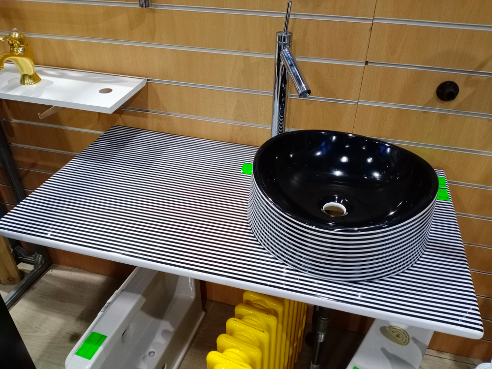 Раковина с столешницей Olympia Texture Onda 31LDT81 черно-белая 100см