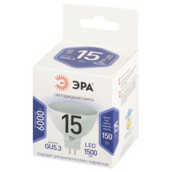 Лампа светодиодная ЭРА STD LED MR16-15W-860-GU5.3 15Вт софит холодный белый свет GU5.3 | Лампы cветодиодные Точечные (Софиты) (MR, PAR)