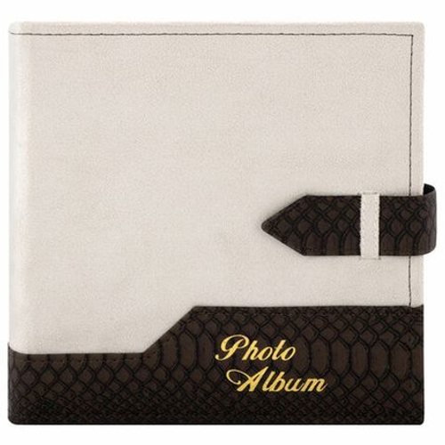 Фотоальбом BRAUBERG на 200 фото 10*15 см, под замшу, бумажные стр., бокс, беж с коричневым, 390679