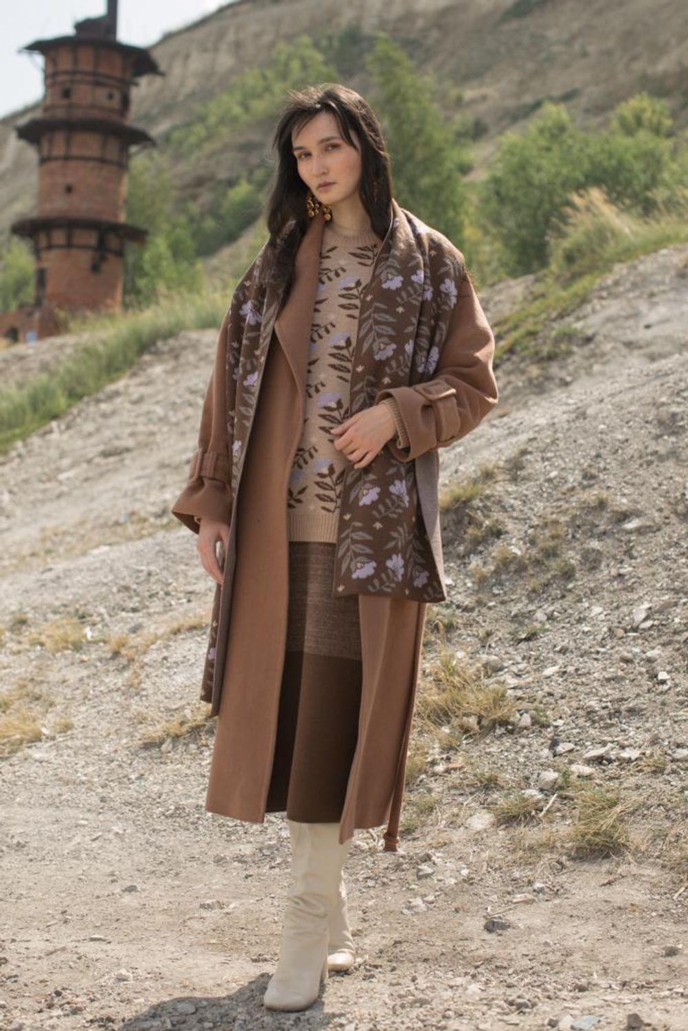 Шарф Idel Flora коричневый