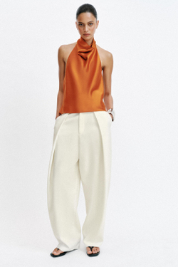 ZARA АТЛАСНЫЙ ТОП С ГОРЛОВИНОЙ ХАЛТЕР, ОРАНЖЕВЫЙ