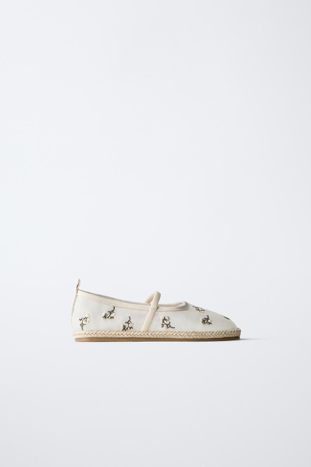 ZARA БАЛЕТКИ ВЫШИВКОЙ И ДЖУТОВОЙ ПОДОШВОЙ, ЭКРЮ