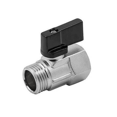 Кран шаровой ELSEN MINI - 1/2" (ВР/НР, PN10, Tmax 80°C, ручка-флажок черная)