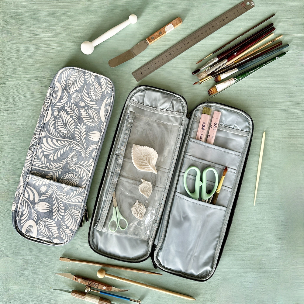 Органайзер пенал для спиц, проволоки, стеков и других инструментов для рукоделия (голубой, на молнии)