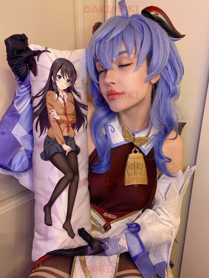 Мини дакимакура Май Сакурадзима из Этот глупый свин не понимает мечту девочки-зайки арт. M0750, 60х20 см