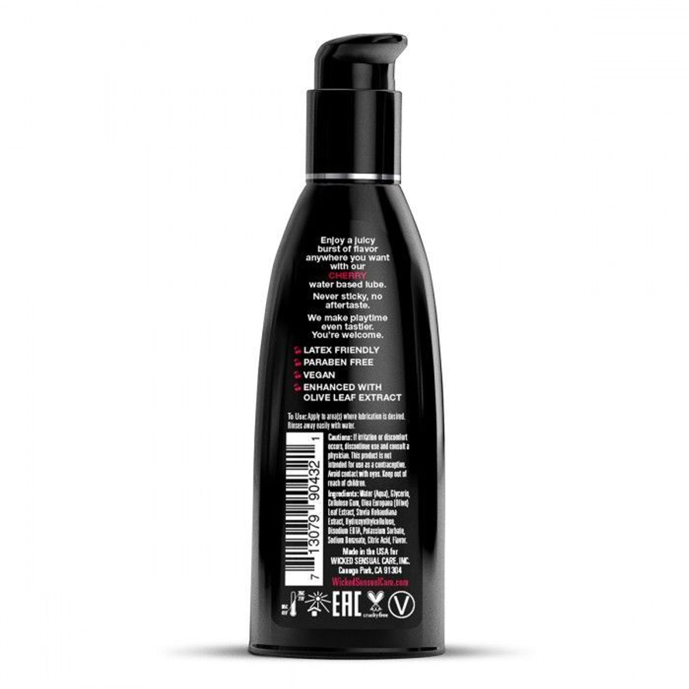 Лубрикант на водной основе с ароматом вишни Wicked Aqua Cherry - 60 мл.