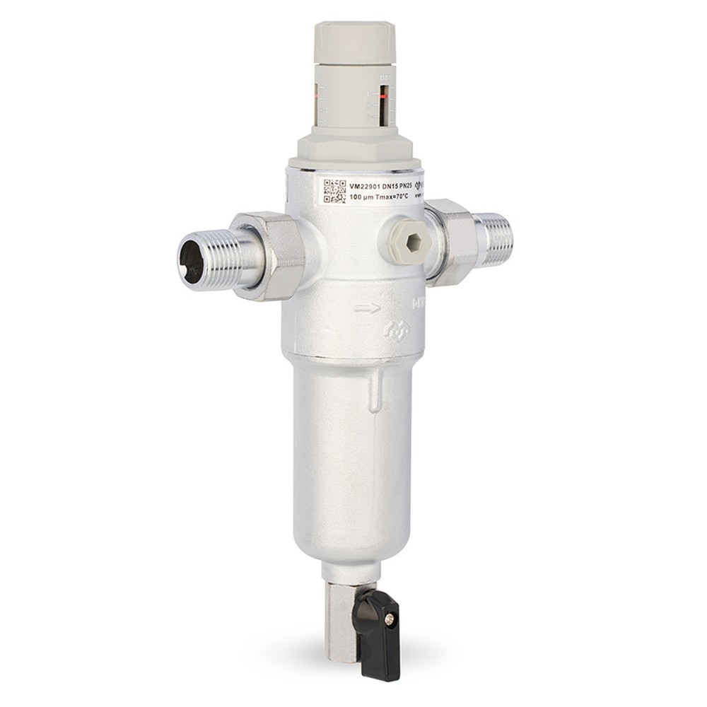 Фильтр сетчатый VARMEGA промывной, комбинированный 1/2", PN25, для ГВС и ХВС, VM22901