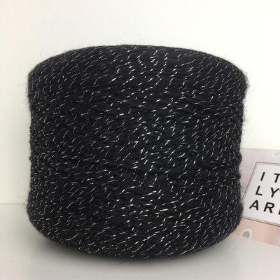 меринос, альпака, вискоза, п/а, люрекс  (% - нет) 180/100гр, черный S917