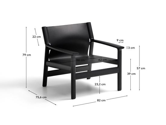 Кресло Jan из переработанной кожи черного цвета и ясеня в черном цвете