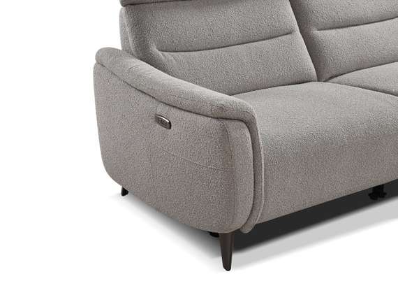 Диван c электро-реклайнером Level, 183 см, серое букле