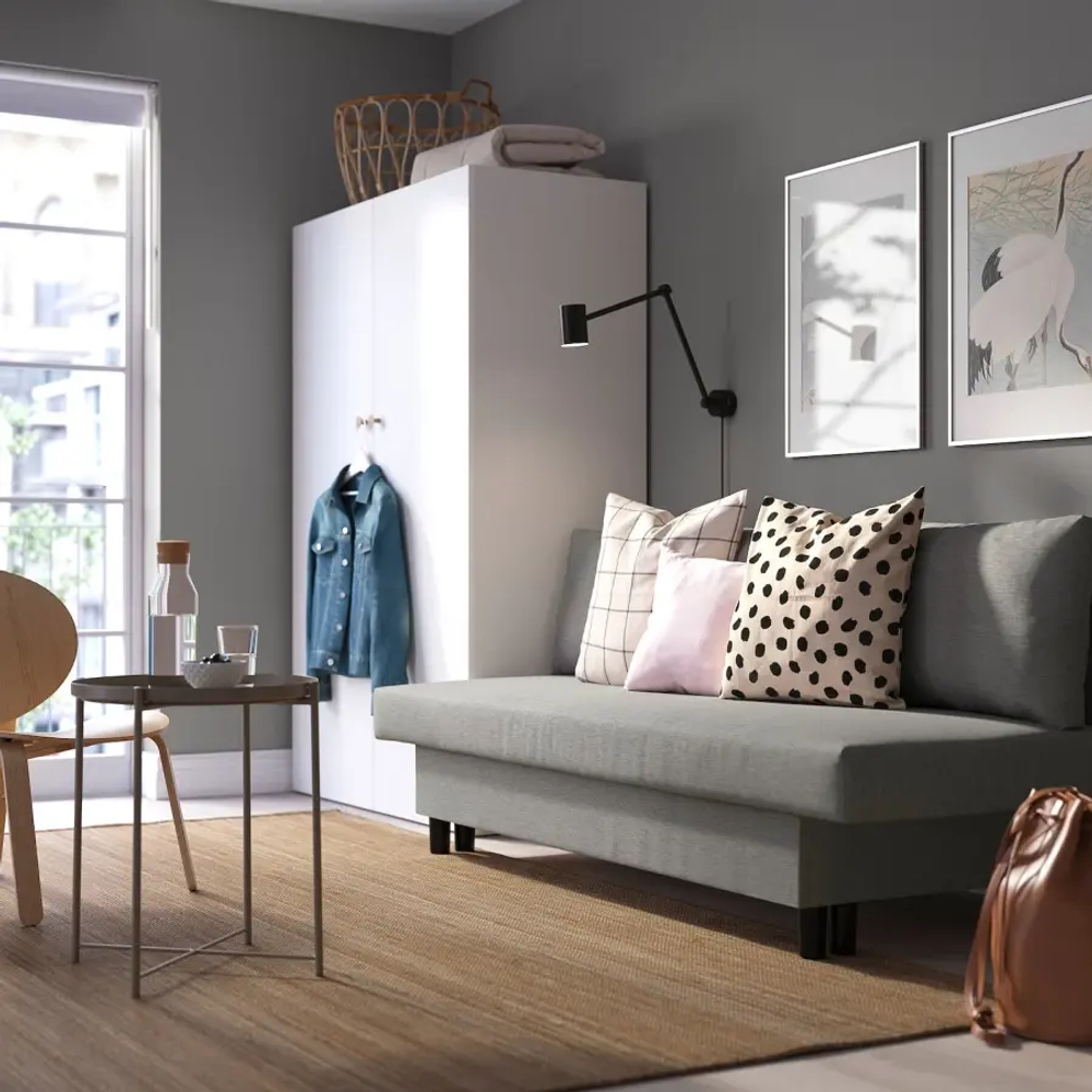 3-местный диван-кровать - IKEA ÄLVDALEN/ALVDALEN/ЭЛВДАЛЕН ИКЕА, 81х82х194 см, серый