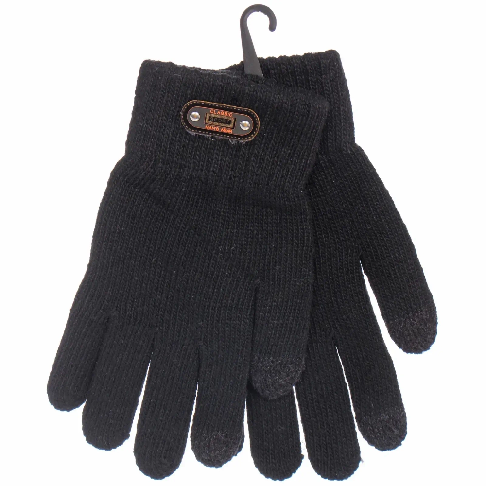 Перчатки мужские зимние сенсорные «NEHOLOD», цвет черный, 24,5*9см (пакет с подвесом)