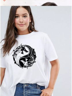 Футболка базовая с драконом инь и янь