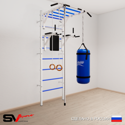 Шведская стенка Sv Sport усиленная 6442 (Турник рукоход/Брусья/Канат/Кольца/Цепь/Мешок 22кг)