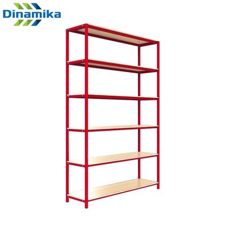 Стеллаж для хранения спортивного инвентаря 6 полок 1900х1220х350 мм разборный (цвет красный)