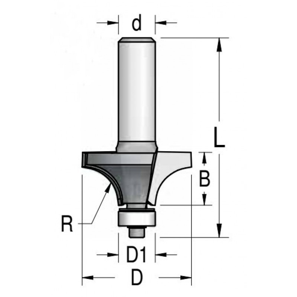 Фреза радиусная с подшипником Dimar 28.6x13.5x53x6 R8.0 RW08003