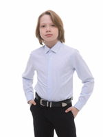 Сорочка детская VESTER белая в синюю полоску, длинный рукав, хлопок/пэ 94014 16