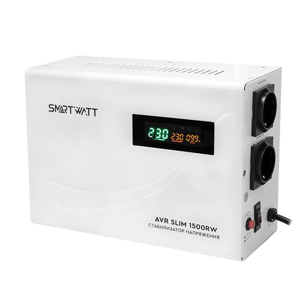 Настенный стабилизатор напряжения 1500 Вт SMARTWATT AVR SLIM 1500RW, фото №844037883