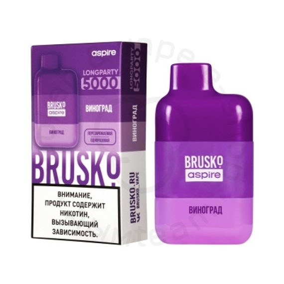 Одноразовая ЭС BRUSKO LONGPARTY 5000 с ароматом винограда, 20 мг/см3, 9 мл (М)
