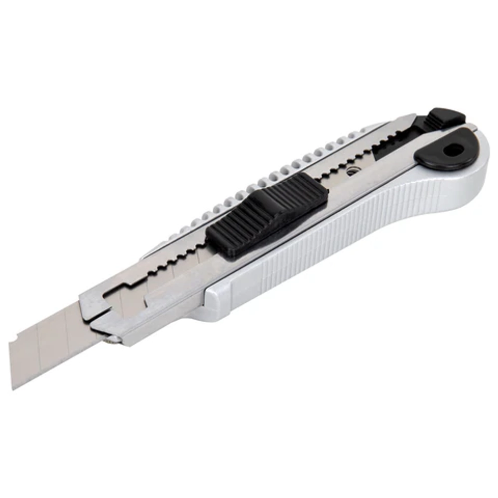 Нож канцелярский 18 мм, 5 лезвий в комплекте, автофиксатор, металлический цвет, STAFF