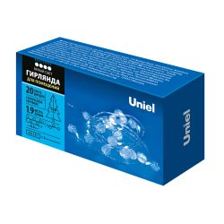 ULD-S1900-020-STB-2AA WHITE IP20 BEADS MINI Гирлянда светодиодная на батарейках 2AA не в-к. Бусины мини. 1.9м. 20 светодиодов. Белый свет. Провод прозрачный. TM Uniel