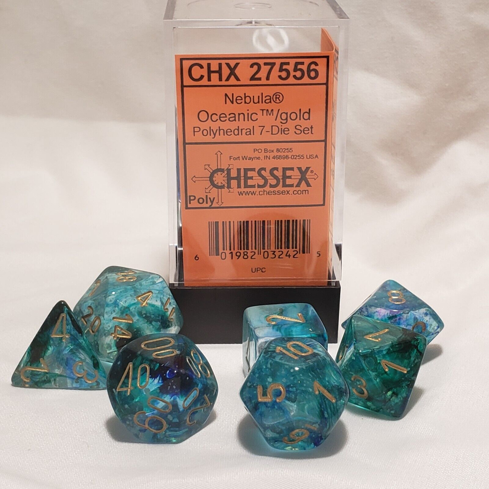 Chessex 7-dice set Festive - Nebula Oceanic/Gold Luminary