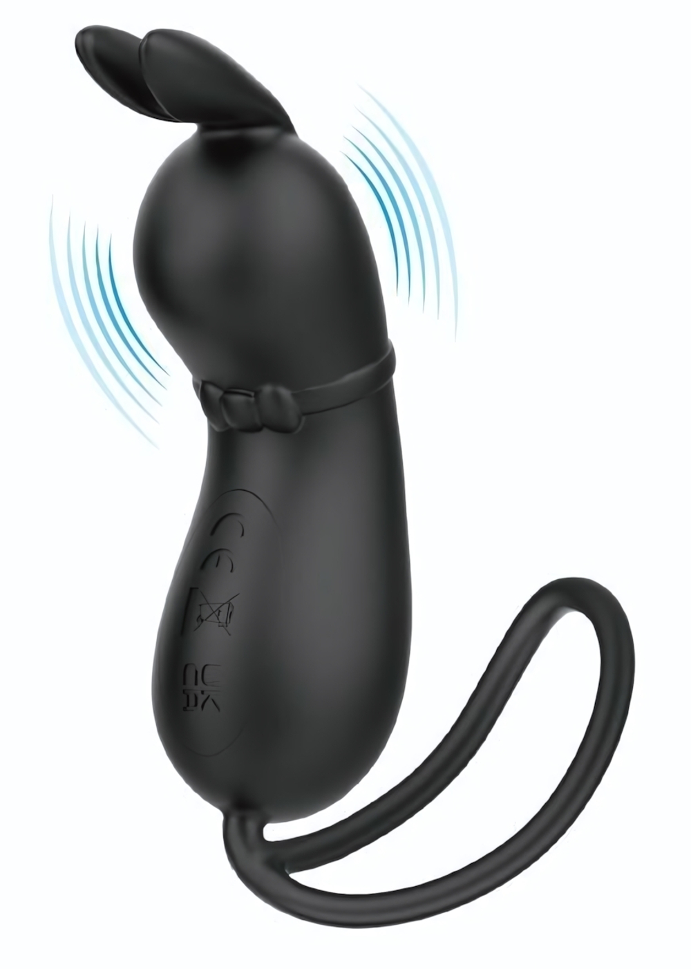 Черное виброяйцо Rosalie в виде зайчика (Цвет: черный)