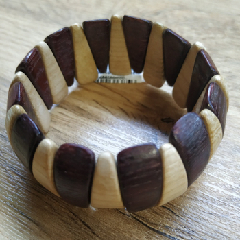 Браслет Заборчик, дерево, цвет светло-кор., вишневый, ширина 27 мм