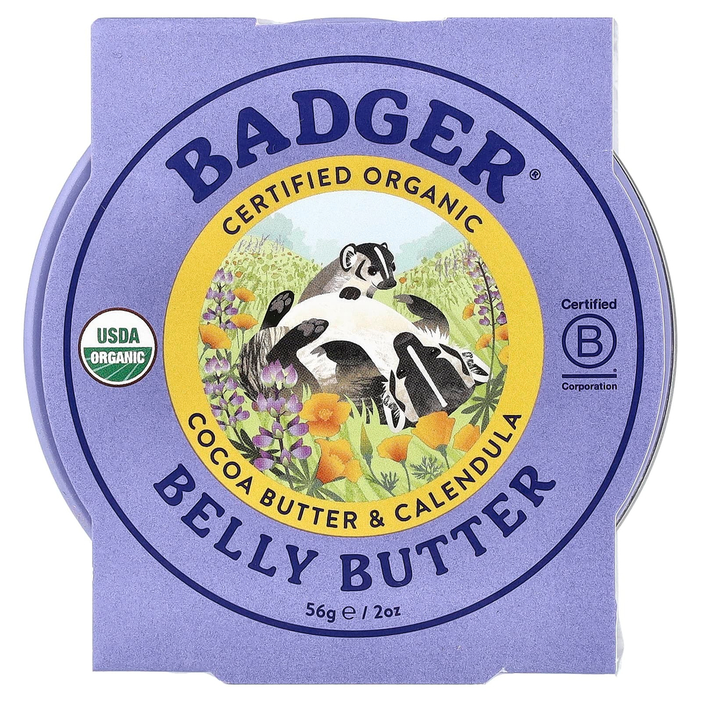 Badger, Органическое масло для живота, масло какао и календула, 56 г (2 унции)
