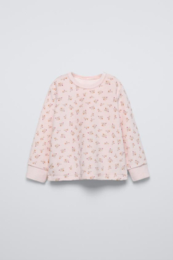 ZARA ВЕЛЮРОВАЯ ПИЖАМА С ЦВЕТОЧНЫМ ПРИНТОМ, РОЗОВЫЙ