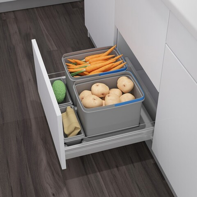 Ekotech Система сортировки PRACTIKO 2 24 л, выдвижной фасад 600 мм, глубина 460 мм, серый