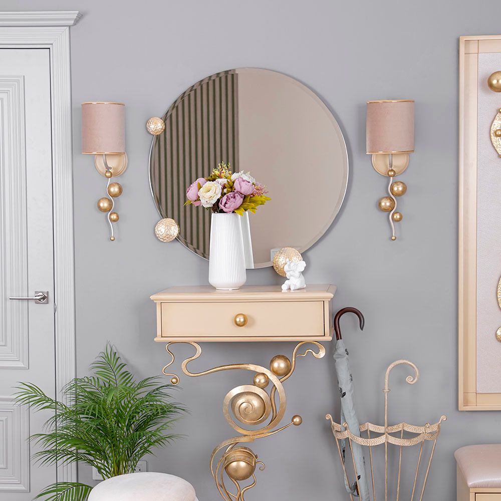 Бра настенный светильник Heri Айвори Мраморное золото левое с абажуром Терра Айвори