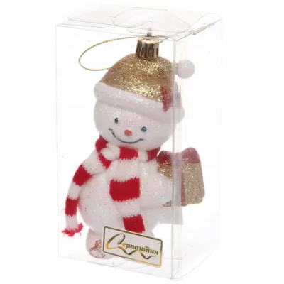 Елочная игрушка «Снеговик в шарфике» 6*4,5*12 см, Шампань