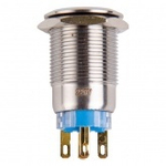 Кнопка антивандальная d19 250V с фиксацией (5с) ON-OFF/OFF-ON подсв/зеленая Rexant 36-3443