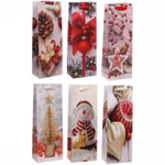 Пакет под бутылку 12,8*36*8,4 см «Подарки», микс