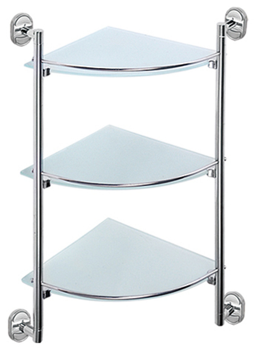 31007-3 Стеклянная полка угловая (3-этажа)  HANSEH (5/1шт)