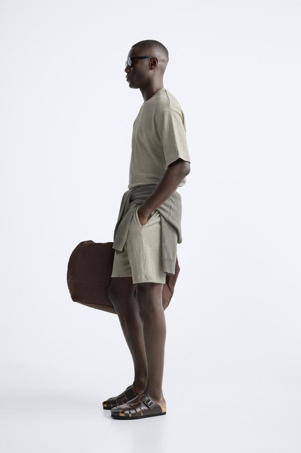 ZARA ФУТБОЛКА ИЗ РЕЛЬЕФНОЙ ТКАНИ, МЯГКИЙ ЗЕЛЕНЫЙ